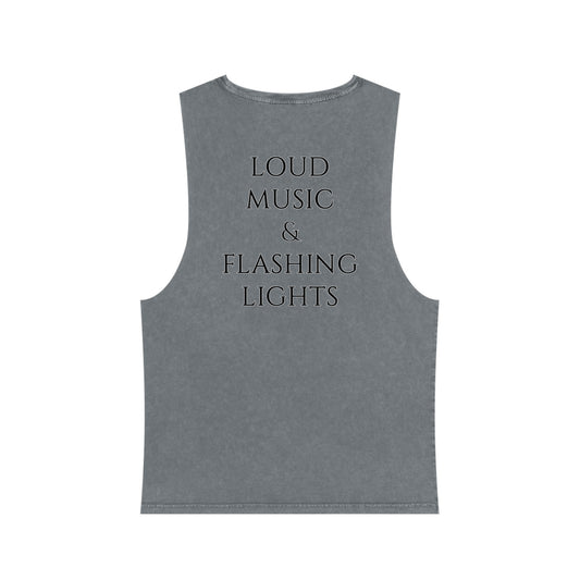 Loud Music & Flashing Lights Unisex Stonewash Tank Top